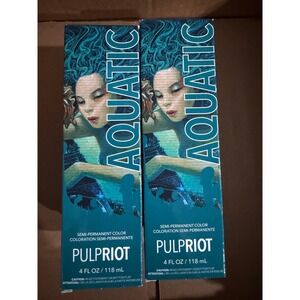 Pulp Riot Aquatic Semi-Permanent Hair Color 4oz Teal Blue 2 Pack Bundle